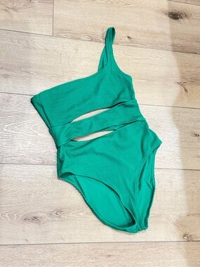 Aerie Ribber One-Shoulder Cutout Swimsuit